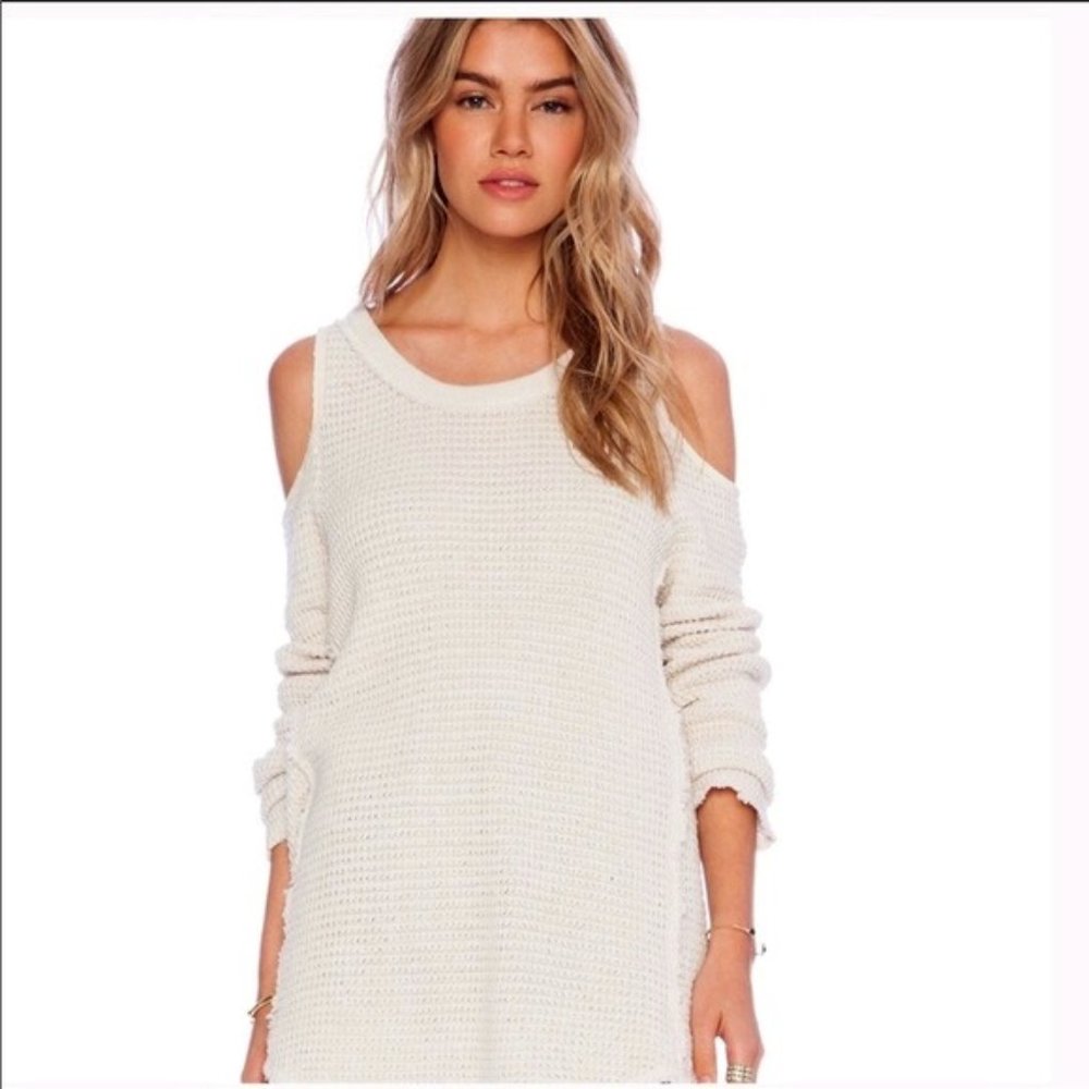 Free People Cold Shoulder Textured Sweater M